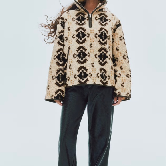 HALF ZIP TEDDY FLEECE JACKET - Picture 2 of 6